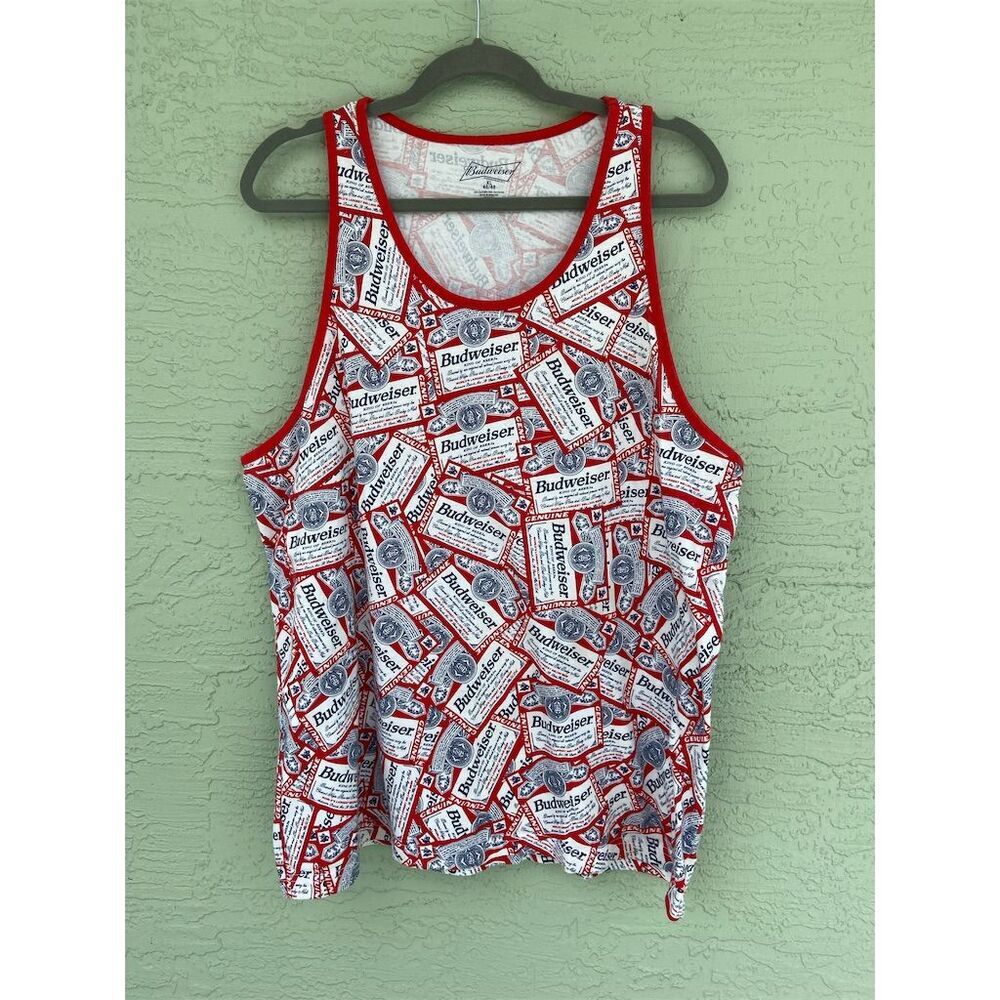 Budweiser Men's XL Red Logo Print Sleeveless Tank Top